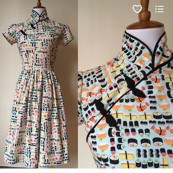GlamCloud Dresses & Skirts - Sushi retro Japanese cut dress medium handmade